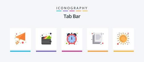 tab bar vlak 5 icoon pak inclusief . warmte. stopwatch. zonlicht. zomer. creatief pictogrammen ontwerp vector