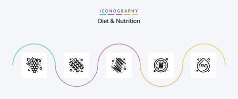 eetpatroon en voeding lijn 5 icoon pak inclusief hangen. rijst. eetpatroon. gezond. Nee eetpatroon vector