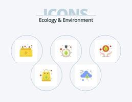 ecologie en milieu vlak icoon pak 5 icoon ontwerp. hand. groente. auto. bladeren. elektriciteit vector