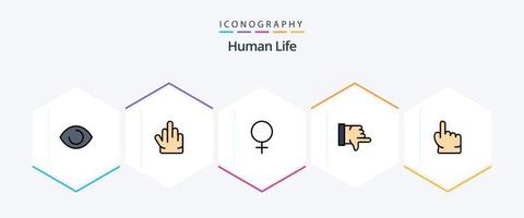 menselijk 25 gevulde lijn icoon pak inclusief . punt. geslacht. hand. stemmen vector