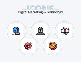 digitaal afzet en technologie lijn gevulde icoon pak 5 icoon ontwerp. online. marketing. Promotie. profiel. dichtbij vector