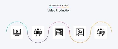 video productie lijn 5 icoon pak inclusief begin. media . controle . multimedia vector