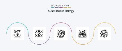 duurzame energie lijn 5 icoon pak inclusief hydro. elektrisch. zorg. groei. hernieuwbaar vector