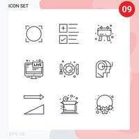 schets pak van 9 universeel symbolen van bord nieuws bord leven scherm bewerkbare vector ontwerp elementen