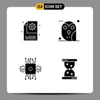 reeks van 4 modern ui pictogrammen symbolen tekens voor creatief spaander instelling nacht microchip bewerkbare vector ontwerp elementen