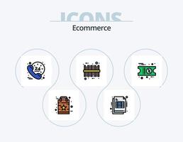 ecommerce lijn gevulde icoon pak 5 icoon ontwerp. . factuur. winkelen. goedkoop. Cadeau vector