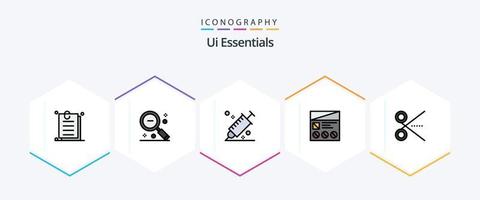 ui essentials 25 gevulde lijn icoon pak inclusief voorlopig ontwerp. vb. zoeken. hulpmiddel. ontwerp vector