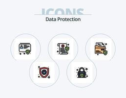 gegevens bescherming lijn gevulde icoon pak 5 icoon ontwerp. koppel. app. veiligheid. actie. veiligheid vector