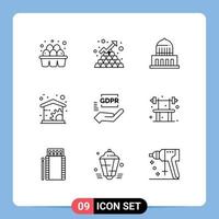 reeks van 9 modern ui pictogrammen symbolen tekens voor gdpr beheer omhoog huis Verenigde Staten van Amerika bewerkbare vector ontwerp elementen