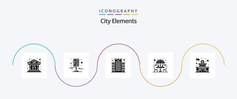 stad elementen glyph 5 icoon pak inclusief gebouw. tuin. straten. drinken. zorg vector