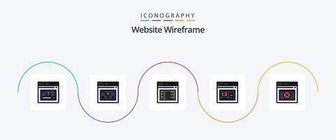 website wireframe lijn gevulde vlak 5 icoon pak inclusief web. internetten. website. tekst. web vector