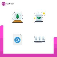 4 vlak icoon concept voor websites mobiel en apps Kerstmis het dossier boom thee versterker bewerkbare vector ontwerp elementen