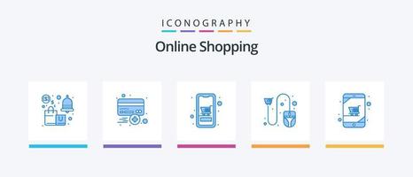 online boodschappen doen blauw 5 icoon pak inclusief e-commerce. kar. plus. online. mobiel. creatief pictogrammen ontwerp vector