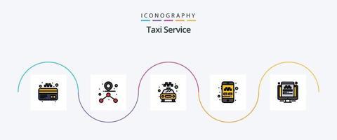 taxi onderhoud lijn gevulde vlak 5 icoon pak inclusief scherm. reizend. vervoer. taxi. taxi vector