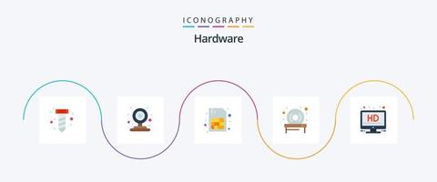 hardware vlak 5 icoon pak inclusief . sim. televisie. hd vector