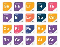 20 preiodisch tafel van de elementen icoon pak ontwerp vector