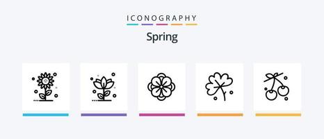 voorjaar lijn 5 icoon pak inclusief ei. de lente. BES. natuur. sub bloem. creatief pictogrammen ontwerp vector