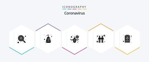 coronavirus 25 glyph icoon pak inclusief zenders. verspreiding. medisch. coronavirus. waarschuwing vector