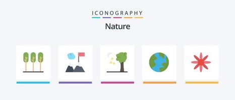 natuur vlak 5 icoon pak inclusief . nacht. natuur. bloem. creatief pictogrammen ontwerp vector