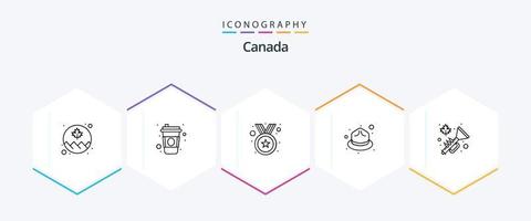 Canada 25 lijn icoon pak inclusief instrument. kenteken. winter. verkoudheid vector