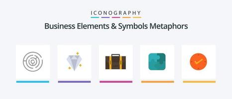 bedrijf elementen en symbolen metaforen vlak 5 icoon pak inclusief open. strategie. prijs. onderdelen. kantoor. creatief pictogrammen ontwerp vector
