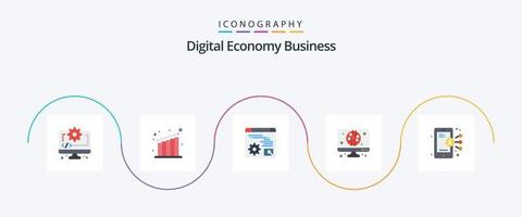 digitaal economie bedrijf vlak 5 icoon pak inclusief deel. bedrijf. digitaal. digitaal. computer vector