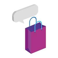 tas winkelen met geïsoleerde pictogram spraakbel vector