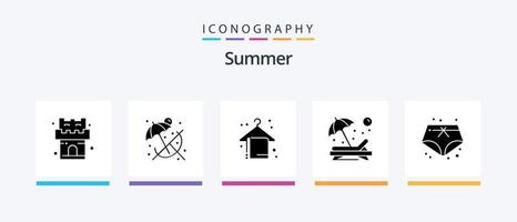 zomer glyph 5 icoon pak inclusief vakantie. korte broek. vakantie. zonnebaden. persoon. creatief pictogrammen ontwerp vector