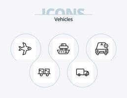 voertuigen lijn icoon pak 5 icoon ontwerp. bestelwagen. ijs room. rooster. schip. schip vector