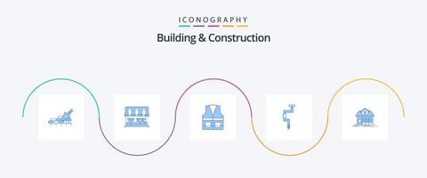 gebouw en bouw blauw 5 icoon pak inclusief hulpmiddel. timmerman. gebouw. oefening. bouw vector