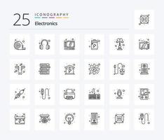 elektronica 25 lijn icoon pak inclusief retro. park. tablet. lichten. elementen vector