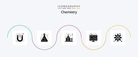 chemie glyph 5 icoon pak inclusief test buis. online laboratorium. laboratorium. online experiment. studie vector