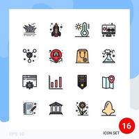 reeks van 16 modern ui pictogrammen symbolen tekens voor plaats molecuul klimaat atoom apparaatje bewerkbare creatief vector ontwerp elementen