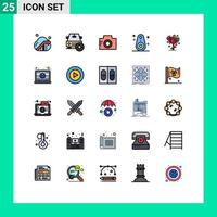 universeel icoon symbolen groep van 25 modern gevulde lijn vlak kleuren van liefde bijgehouden camera schets Bluetooth bewerkbare vector ontwerp elementen