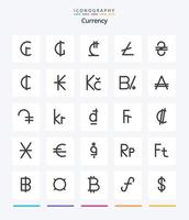 creatief valuta 25 vlak icoon pak zo net zo Oekraïne. hryvna. lari. cryptogeld. lite munt vector