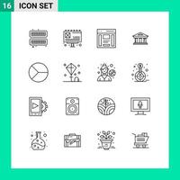 groep van 16 contouren tekens en symbolen voor bedrijf financiën koppel financiën bank bewerkbare vector ontwerp elementen