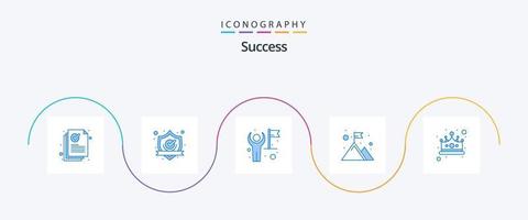 sucess blauw 5 icoon pak inclusief top. bergen. schild. vlag. gebruiker vector