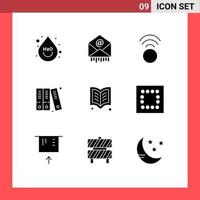 universeel icoon symbolen groep van 9 modern solide glyphs van lezing boek verbinding lezing bestanden bewerkbare vector ontwerp elementen