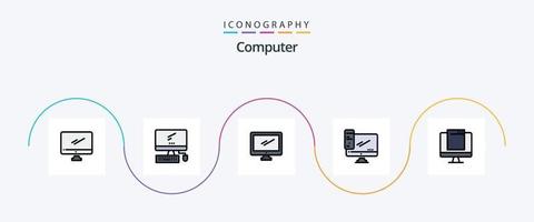 computer lijn gevulde vlak 5 icoon pak inclusief . pc. pop-up. apparaat vector