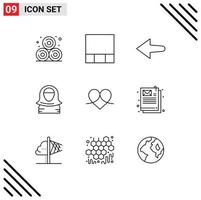 universeel icoon symbolen groep van 9 modern contouren van document Leuk vinden avatar liefde geschenk bewerkbare vector ontwerp elementen