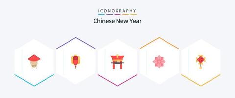Chinese nieuw jaar 25 vlak icoon pak inclusief Nieuwjaar. nieuwe. Nieuwjaar. Chinese. decoratie vector