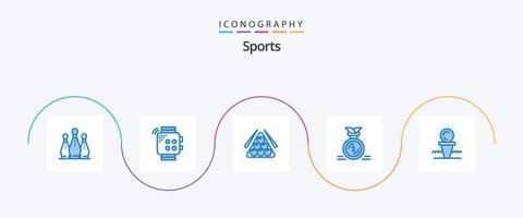 sport- blauw 5 icoon pak inclusief eerst. prijs. hand. Speel. sport vector