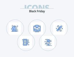 zwart vrijdag blauw icoon pak 5 icoon ontwerp. percentage. percentage. karretje. procent. boodschappen doen vector