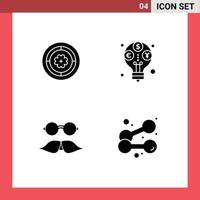 universeel icoon symbolen groep van 4 modern solide glyphs van bloem hipster zonnebloem omzet bril bewerkbare vector ontwerp elementen