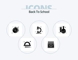 terug naar school- glyph icoon pak 5 icoon ontwerp. chemie. microscoop. alarm. laboratorium. chemie vector