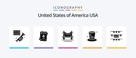 Verenigde Staten van Amerika glyph 5 icoon pak inclusief Amerikaans. gorzen. gebouw. Verenigde Staten van Amerika. hoed. creatief pictogrammen ontwerp vector