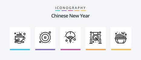 Chinese nieuw jaar lijn 5 icoon pak inclusief poort. jaar. Nieuwjaar. nieuwe. China. creatief pictogrammen ontwerp vector