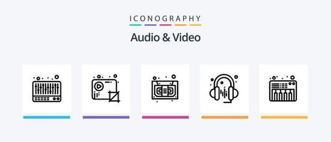 audio en video lijn 5 icoon pak inclusief media. geluid. lens. video. film. creatief pictogrammen ontwerp vector