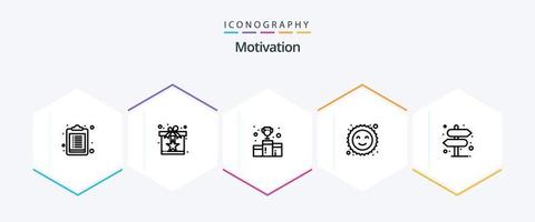 motivatie 25 lijn icoon pak inclusief plaats. gelukkig. prijs. geluk. aantal vector