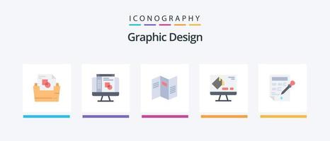 grafisch ontwerp vlak 5 icoon pak inclusief kleur druppel. emmer. kaart. scherm. vullen. creatief pictogrammen ontwerp vector